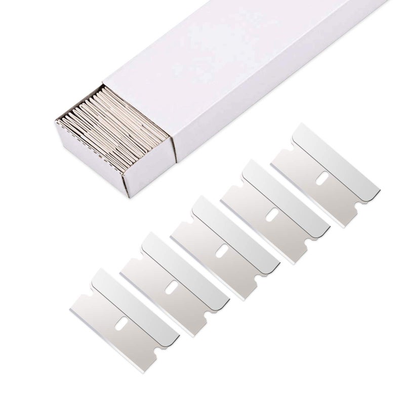 EHDIS 100pcs Razor Blades - Stainless Steel Straight Edge Razor Scraper Blades for Paint Scraper, Box Cutter, Industrial Use - Image 1